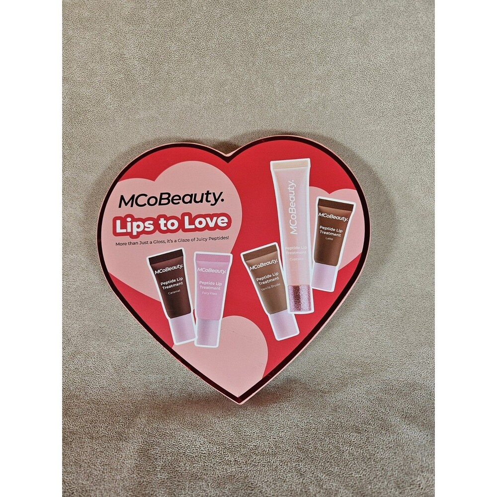 MCoBeauty Lips to Love Heart Shape Box  5pc Lip Gloss Set LIMITED EDITION NIB